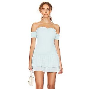 MAJORELLE Sky Blue Off-Shoulder Dress